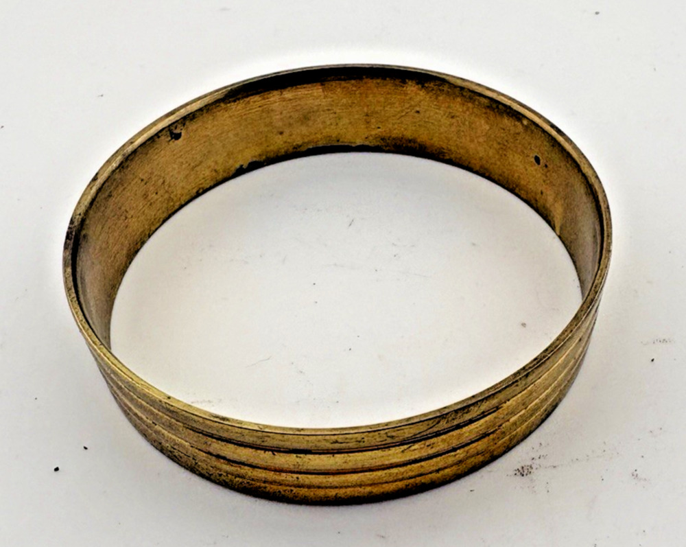 Vintage Brass Color Ribbed Bangle Bracelet Stackable Sexy MCM